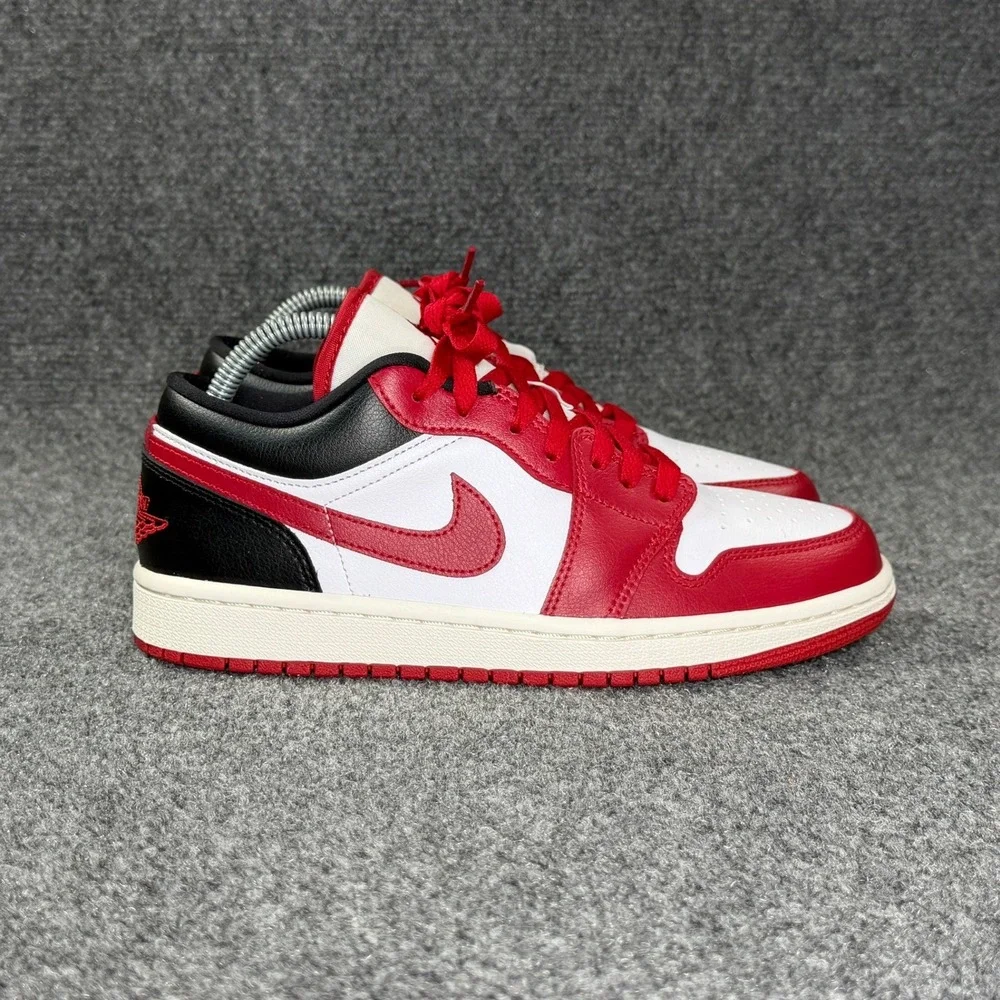 Jordan 1 Low Athletic Shoes Women's 8.5 Reverse Black Toe Red Retro Sneakers